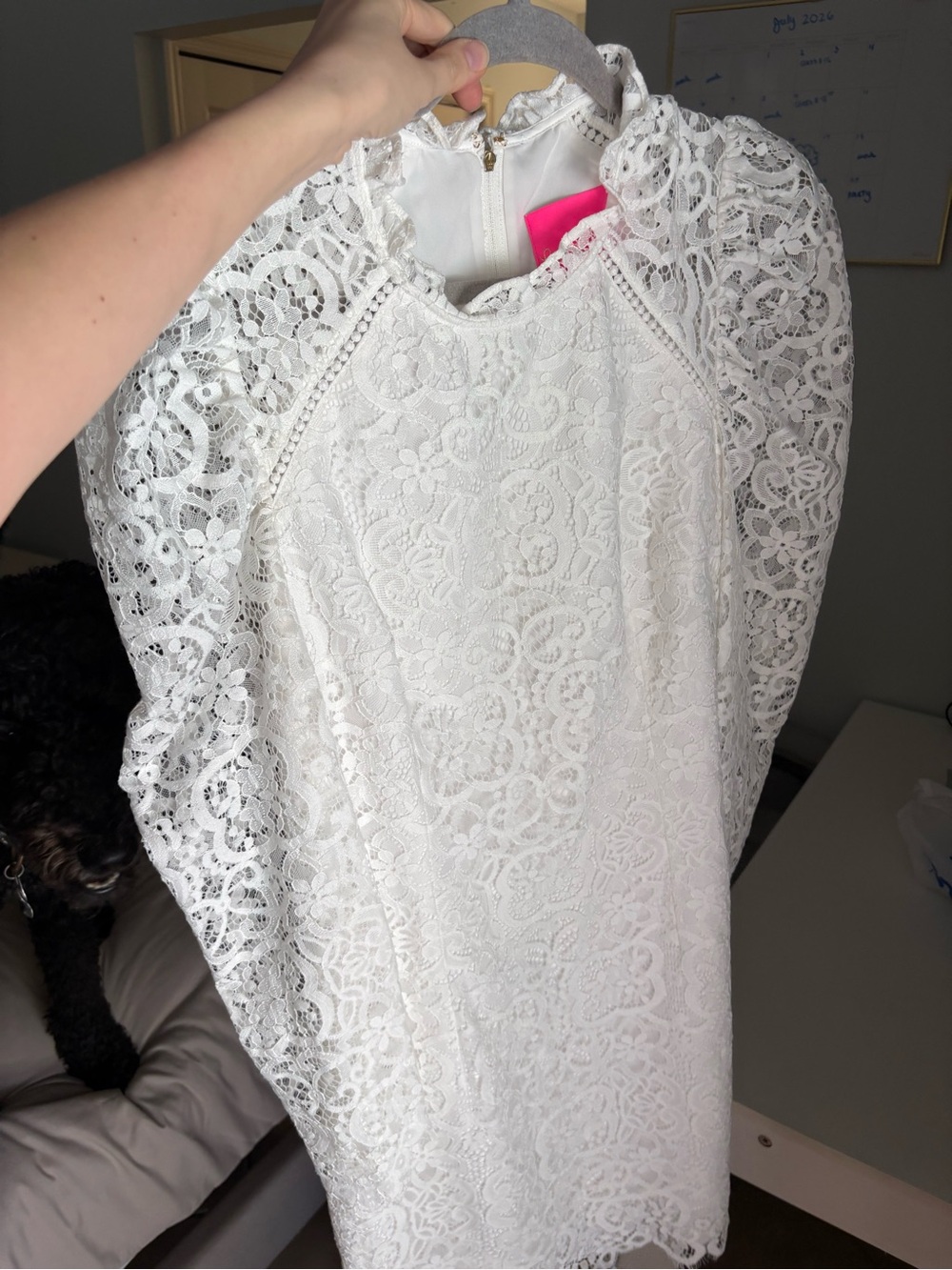 Lilly Pulitzer Averi Lace Dress White Puff Sleeve Floral Mini Size 6